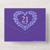 21周年記念の日付に、アイオライトの結婚記念日の紫色を オールインワン招待状 (裏面)