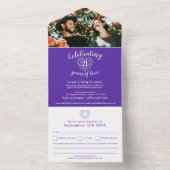 21周年記念の結婚記念日 紫色のアイオライト  出欠連絡 フォト オールインワン招待状 (内側)