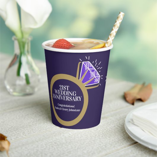 21周年記念アイオ結婚ライトおもしろい事実パープル 紙コップ (インサイチュ)
