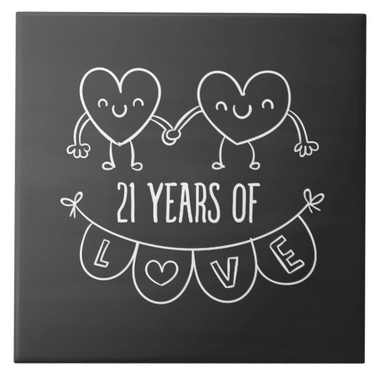 21周年記念ギフトチョークハート タイル (正面)