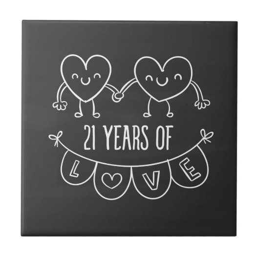 21周年記念ギフトチョークハート タイル (正面)