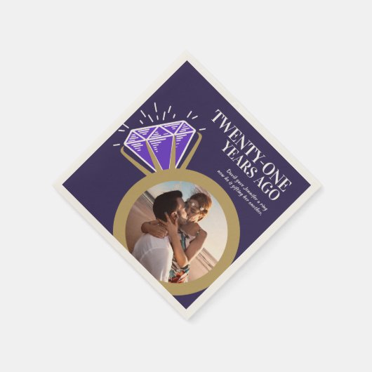 21周年記念パーティーIolite紫色のリング写真 スタンダードカクテルナプキン (角)