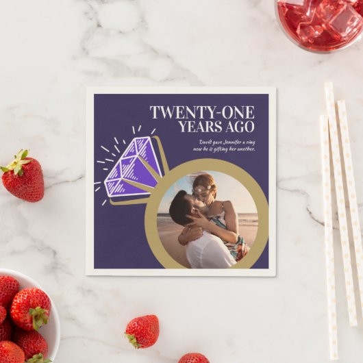 21周年記念パーティーIolite紫色のリング写真 スタンダードカクテルナプキン (インサイチュ)