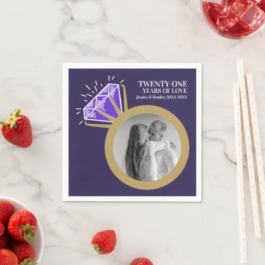 21周年記念パーティーIolite紫色のリング写真 スタンダードカクテルナプキン (インサイチュ)