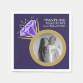 21周年記念パーティーIolite紫色のリング写真 スタンダードカクテルナプキン (正面)