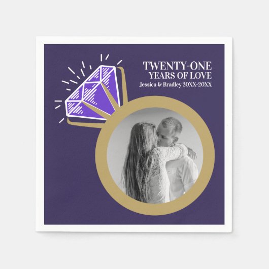 21周年記念パーティーIolite紫色のリング写真 スタンダードカクテルナプキン (正面)