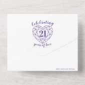 21周年記念結婚の紫アイオライトRSVP写真 オールインワン招待状 (裏面)