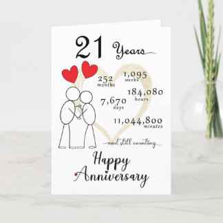 21周年記念結婚カードとハートバルーン サンキューカード