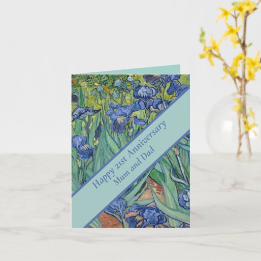 21周年記念結婚ブルーアイリス カード (黄色い花)