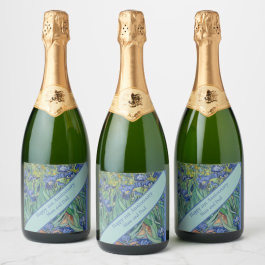 21周年記念結婚ブルーアイリス スパークリングワインラベル (ボトル)