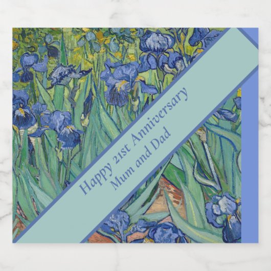 21周年記念結婚ブルーアイリス スパークリングワインラベル (シングルラベル)