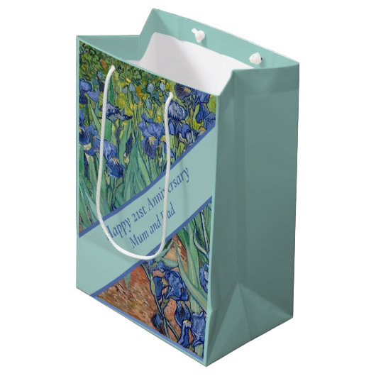 21周年記念結婚ブルーアイリス ミディアムペーパーバッグ (正面アングル)