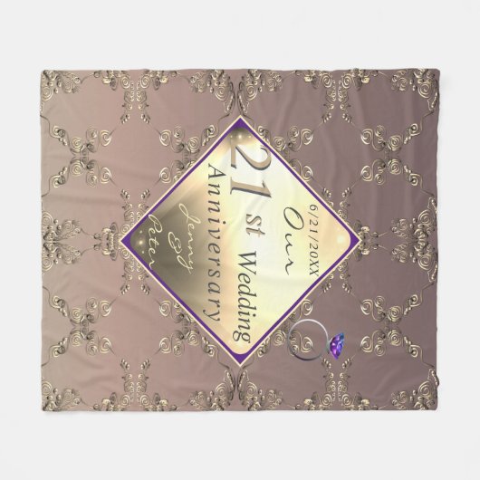 21周年記念結婚真鍮とアイオライトフリース フリースブランケット (正面(横))