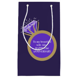 21周年記念結婚石の紫色の宝石リング スモールペーパーバッグ