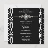 21周年 ゼブラ シルバー ホワイト ブラック スポット ダイヤモンド 招待状 (裏面)
