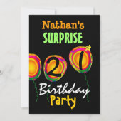 21回サプライズ誕生日パーティーバルーン招待状 招待状 (正面)