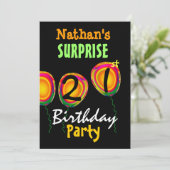 21回サプライズ誕生日パーティーバルーン招待状 招待状 (スタンド正面)