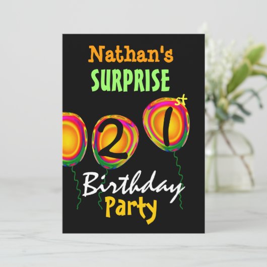 21回サプライズ誕生日パーティーバルーン招待状 招待状 (スタンド正面)