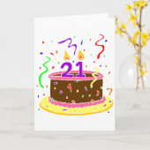 21回目の誕生日ケーキ カード (黄色い花)