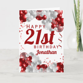 21回誕生日の赤いバルーン カード