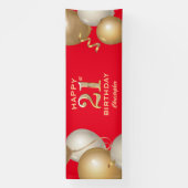 21回誕生日パーティー赤と金ゴールドバルーン 横断幕 (縦)