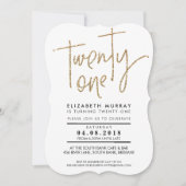 21型金ゴールドシンプルグリッター21招待状 招待状 (正面)