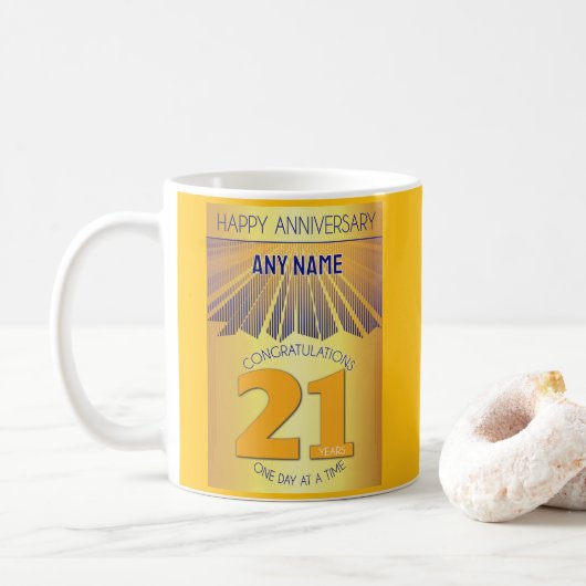 21年間の断酒記念 | ゴールデンレイ12ステップ コーヒーマグカップ (ドーナツ)