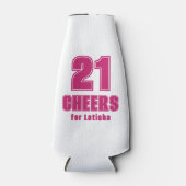 21応援，ホットピンク大学スタイル誕生日 ボトルクーラー (正面)