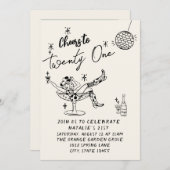 21手描き女性のカーボーイ沿岸写真誕生日 招待状 (正面/裏面)