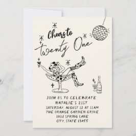 21手描き女性のカーボーイ沿岸写真誕生日 招待状