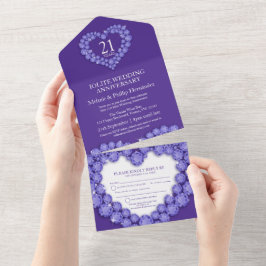 21日アイオ結婚ライト記念日の紫 オールインワン招待状
