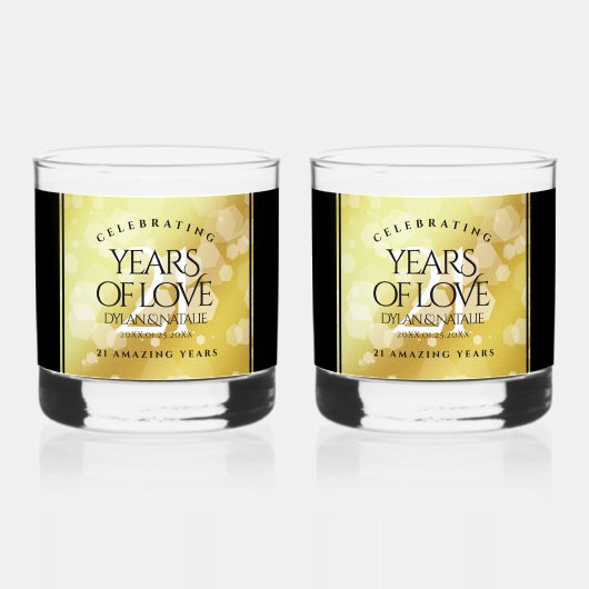 21日エレガント真鍮結婚周年記念お祝い ウイスキーグラス (正面)