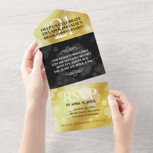 21日エレガント真鍮結婚周年記念お祝い オールインワン招待状