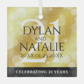 21日エレガント真鍮結婚周年記念お祝い ガラスオーナメント (正面)