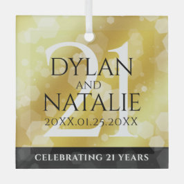 21日エレガント真鍮結婚周年記念お祝い ガラスオーナメント