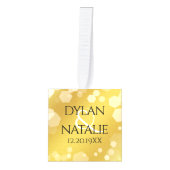 21日エレガント真鍮結婚周年記念お祝い キューブオーナメント (正面)