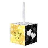 21日エレガント真鍮結婚周年記念お祝い キューブオーナメント (裏面アングル)