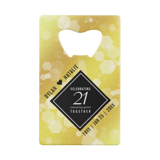 21日エレガント真鍮結婚周年記念お祝い クレジットカード栓抜き (裏面)