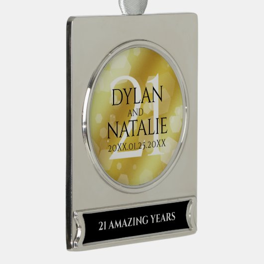 21日エレガント真鍮結婚周年記念お祝い シルバープレートバナーオーナメント (右)