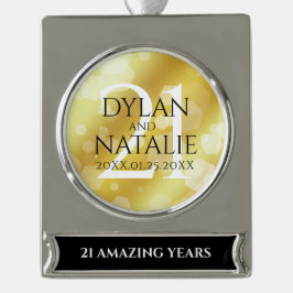 21日エレガント真鍮結婚周年記念お祝い シルバープレートバナーオーナメント