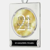 21日エレガント真鍮結婚周年記念お祝い シルバープレートバナーオーナメント (左)