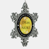 21日エレガント真鍮結婚周年記念お祝い スノーフレークピューターオーナメント (左)