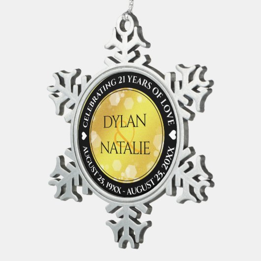 21日エレガント真鍮結婚周年記念お祝い スノーフレークピューターオーナメント (右)