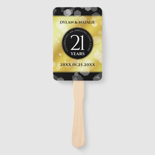 21日エレガント真鍮結婚周年記念お祝い ハンドファン (正面)