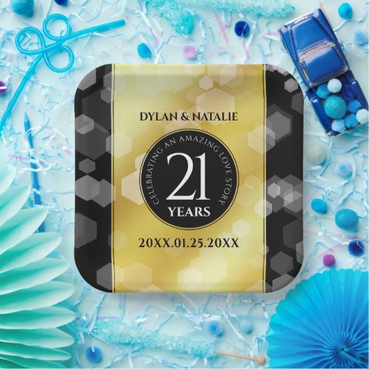 21日エレガント真鍮結婚周年記念お祝い ペーパープレート (パーティー)