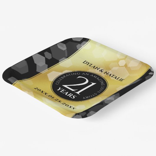 21日エレガント真鍮結婚周年記念お祝い ペーパープレート (傾斜あり)