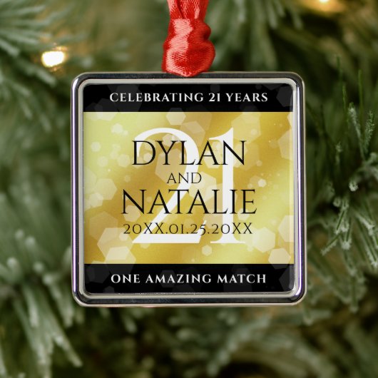 21日エレガント真鍮結婚周年記念お祝い メタルオーナメント (ツリー)