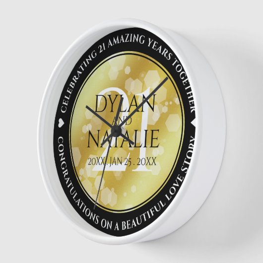 21日エレガント真鍮結婚周年記念お祝い 壁時計 (傾斜)