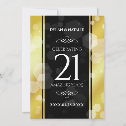 21日エレガント真鍮結婚周年記念お祝い 招待状 (正面)