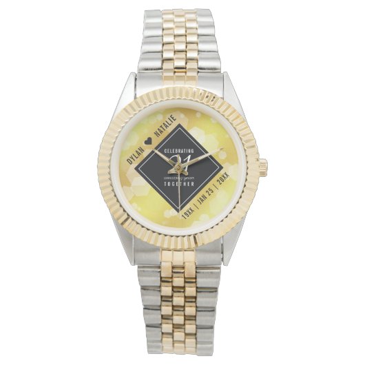 21日エレガント真鍮結婚周年記念お祝い 腕時計 (正面)